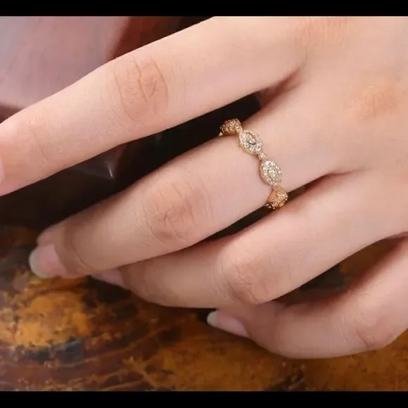 Elegant 18K Gold PLATED CZ Diamond Ring